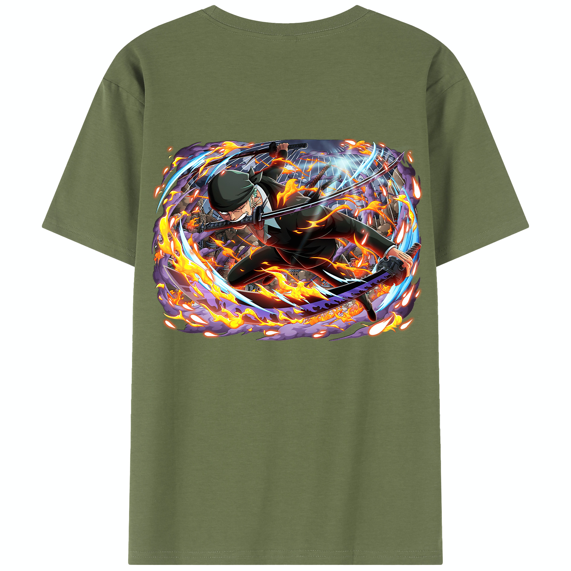 ワンピース ロロノア・ゾロ ONE PIECE Roronoa Zoro 綿100％半袖Tシャツ（背面プリント）